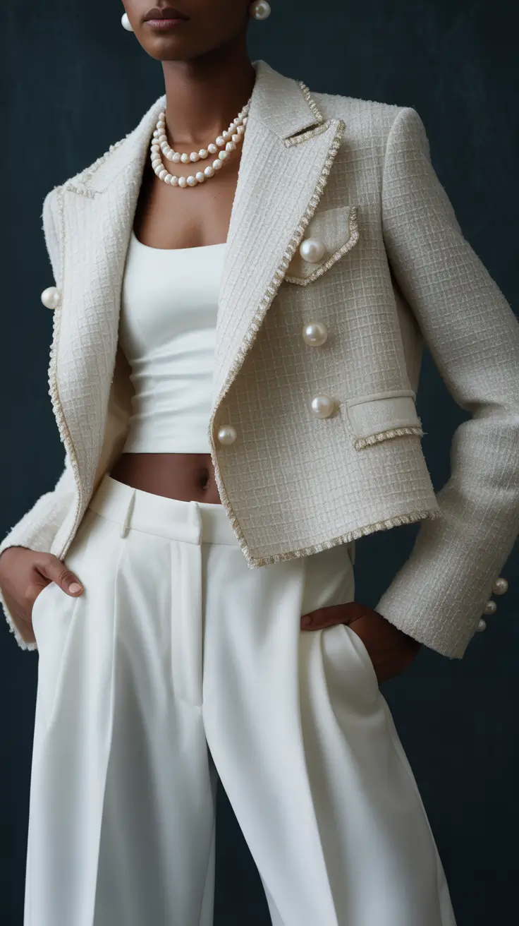spring transition outfits 2026 Soft Tailoring With Pearls for Polished Days