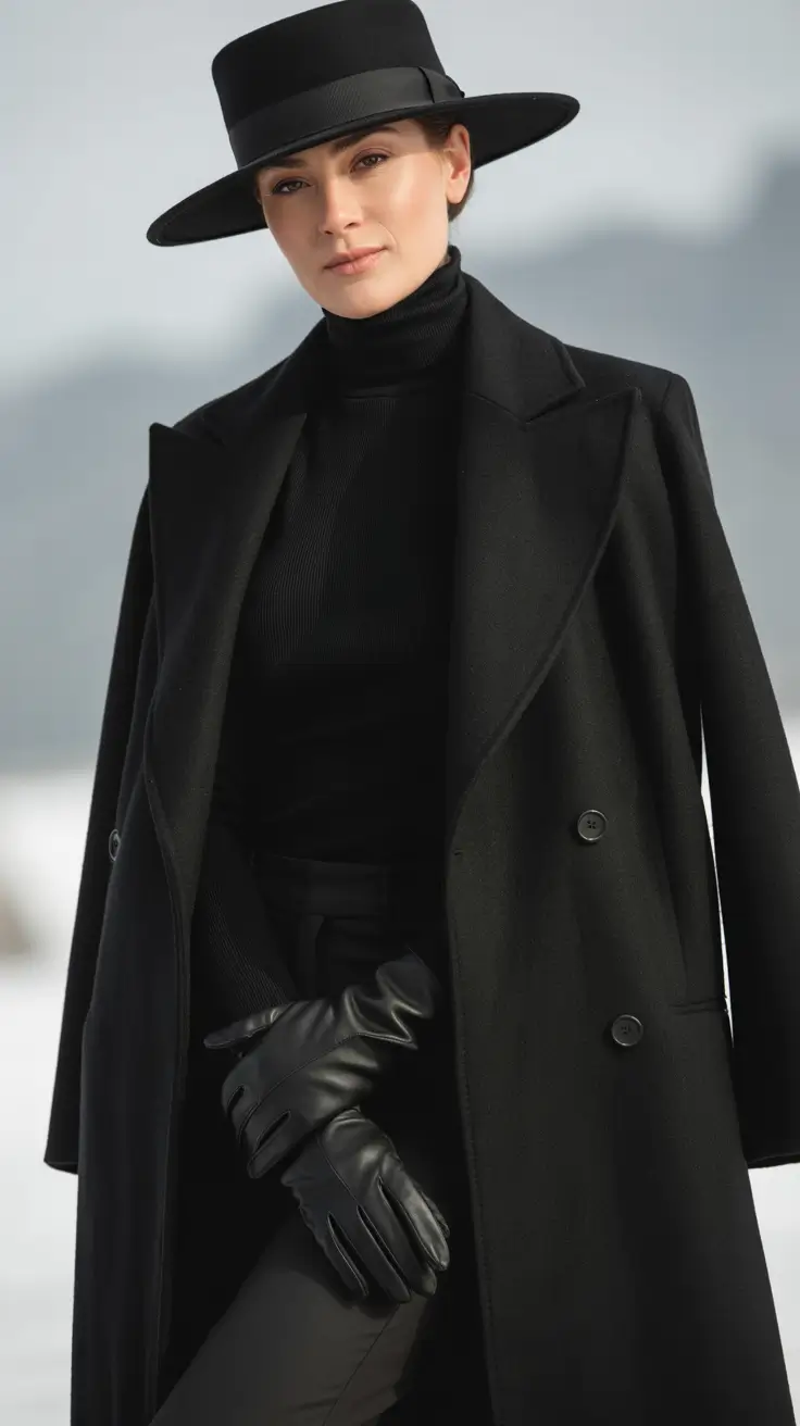spring transition outfits 2026 All-Black Minimalism With a Statement Hat