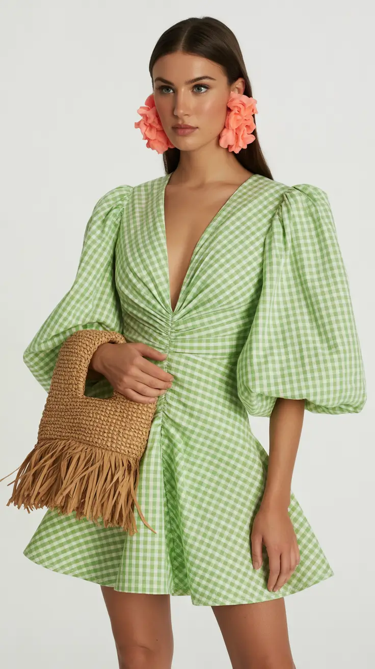 Spring Wardrobe 2026 Gingham Greens and Soft Volume