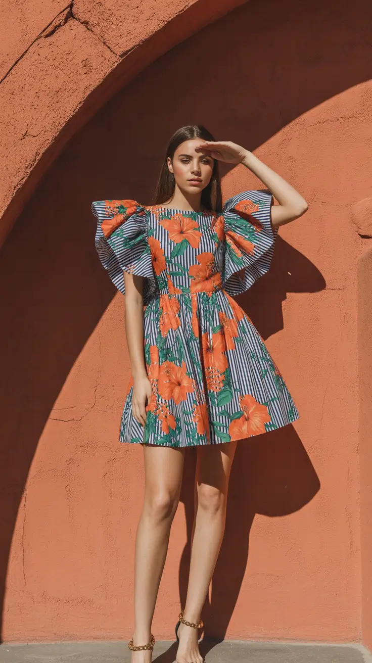 spring wedding guest outfit 2026 Graphic Florals with a Playful Mini Silhouette