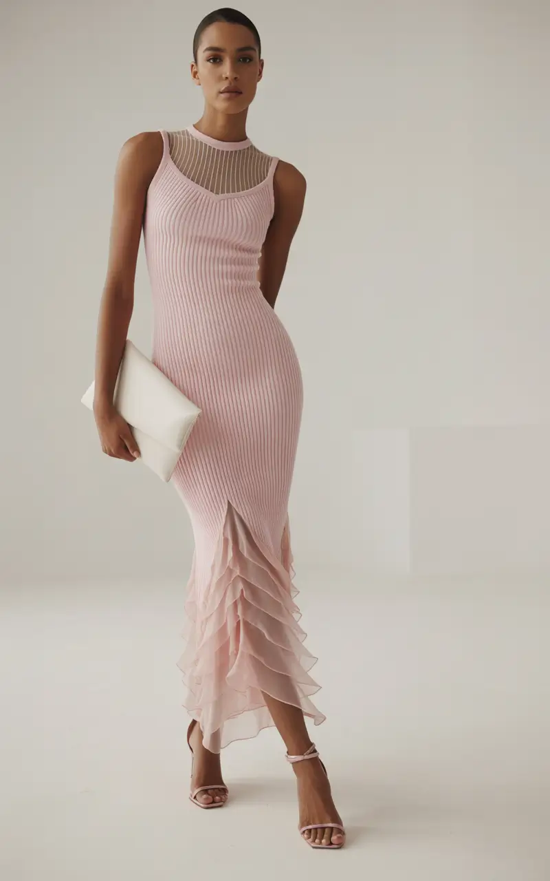 spring wedding outfit 2026 Blush Knit Romance for Women Formal Simplicity