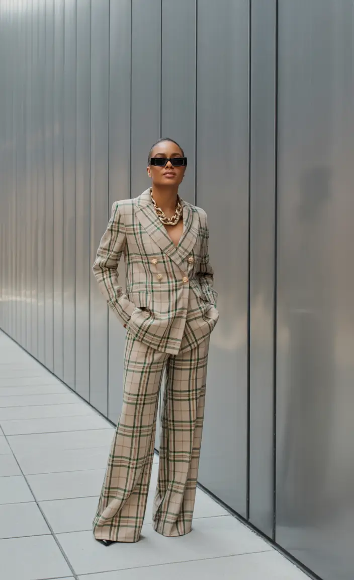 spring work outfits 2026 Plaid Suit