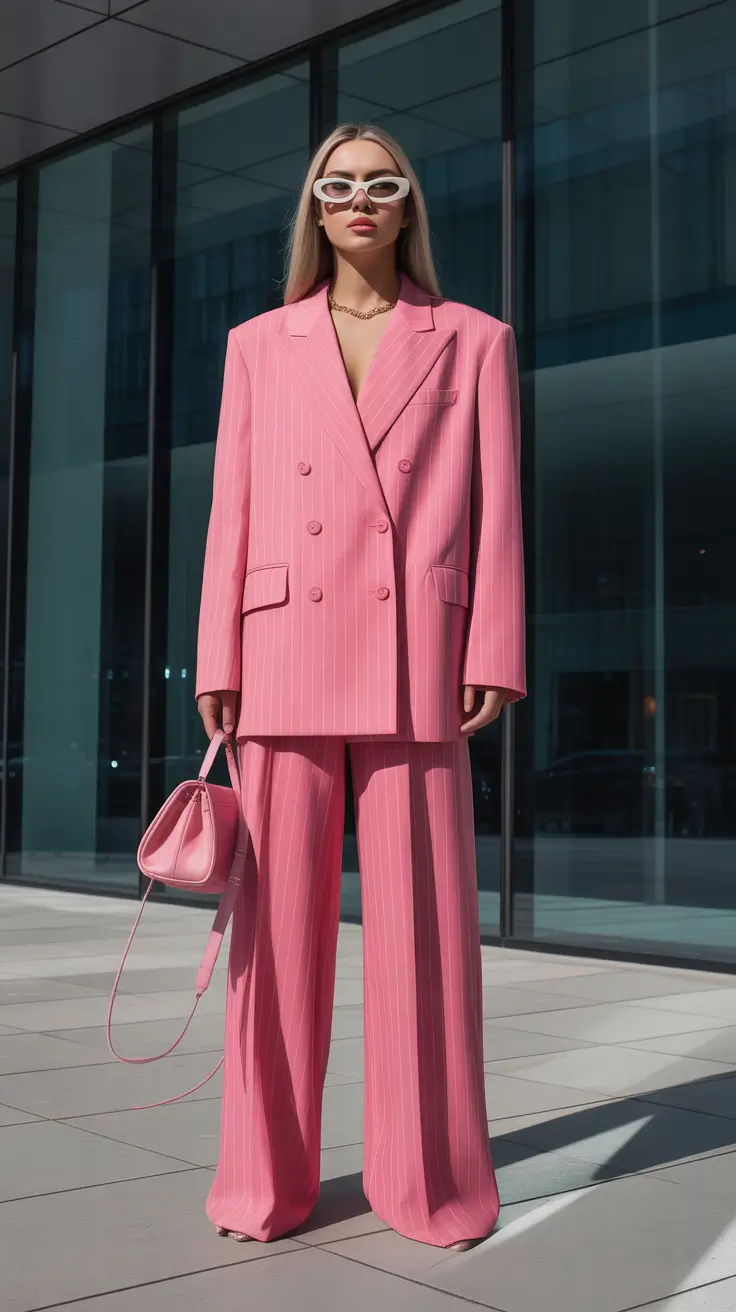spring work outfits 2026 Bright Pink Suit
