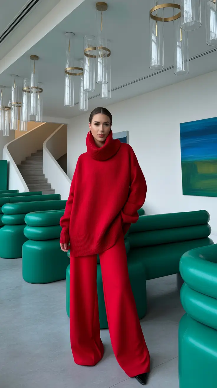 spring work outfits 2026 Red Knit Set