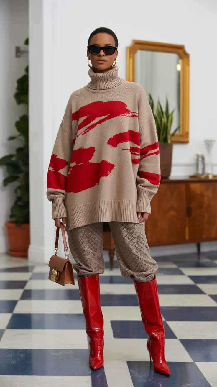 cold spring outfit 2026 Graphic Knit Confidence