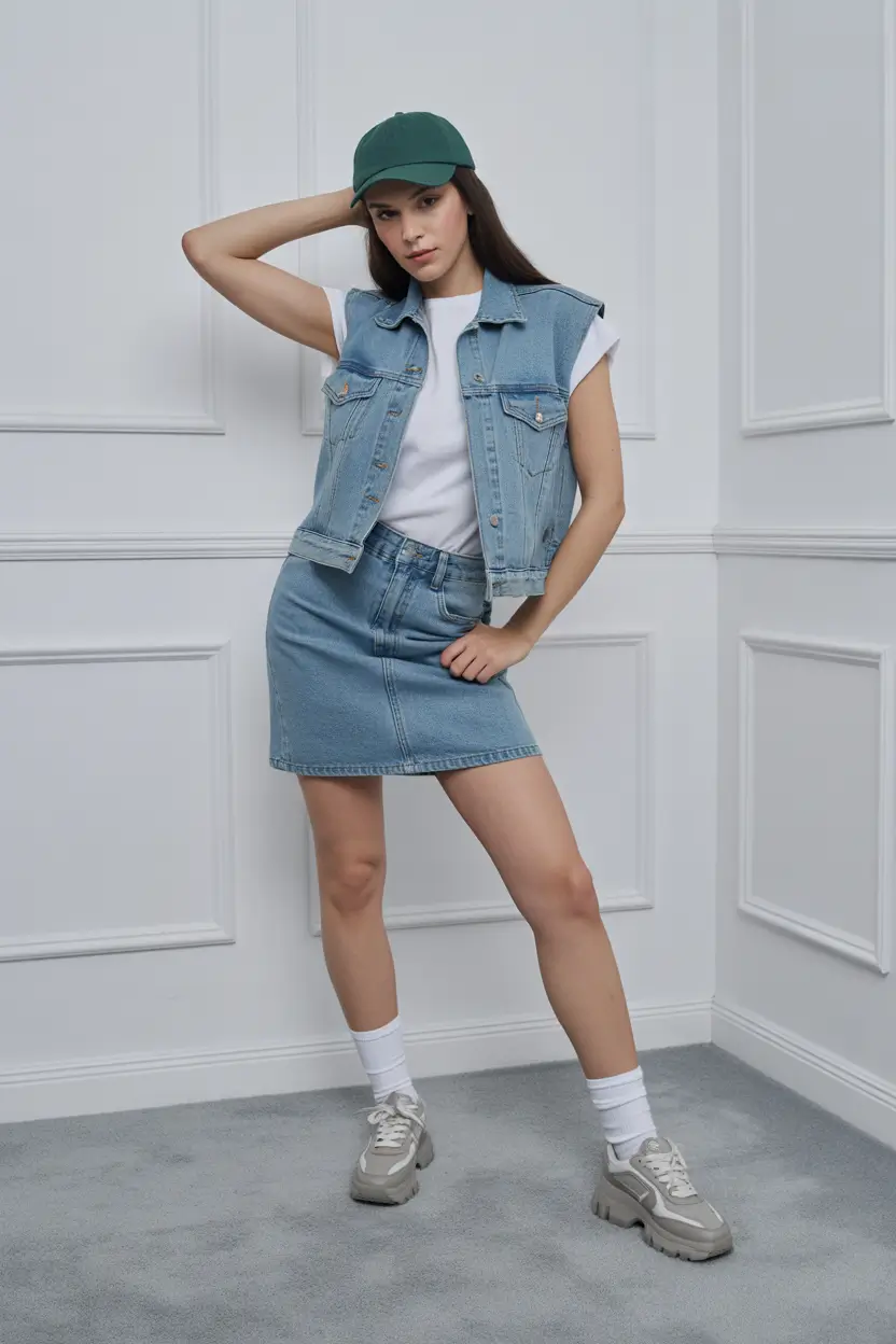 sneakers spring outfit 2026 Skirt Look