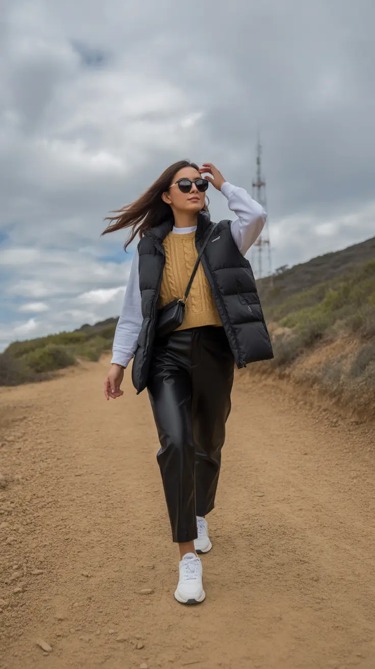 sneakers spring outfit 2026 Sporty Layers With White Sneakers