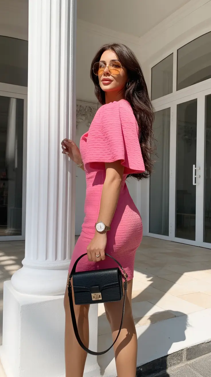 spring birthday outfit 2026 Pink Midi Dress for Classy Daytime Plans