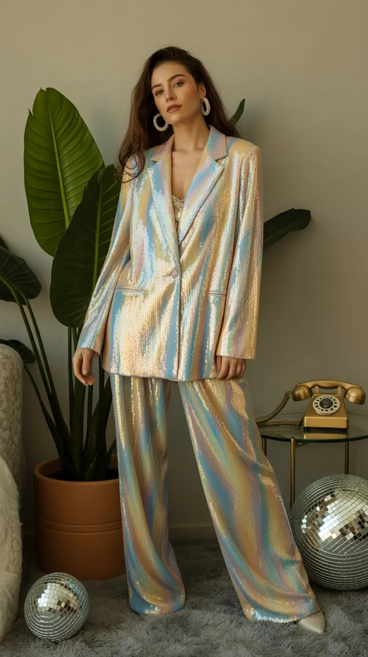 spring birthday outfit 2026 Iridescent Suit Set for a Birthday Party Look