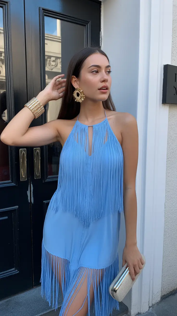 spring birthday outfit 2026 Light Blue Fringe for Going-Out Energy