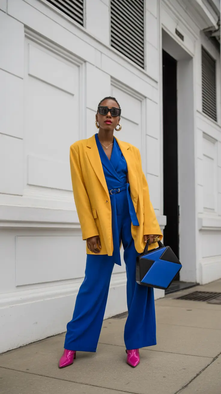 Spring blazer outfits 2026 Color Blocking That Feels Like Spring Confidence
