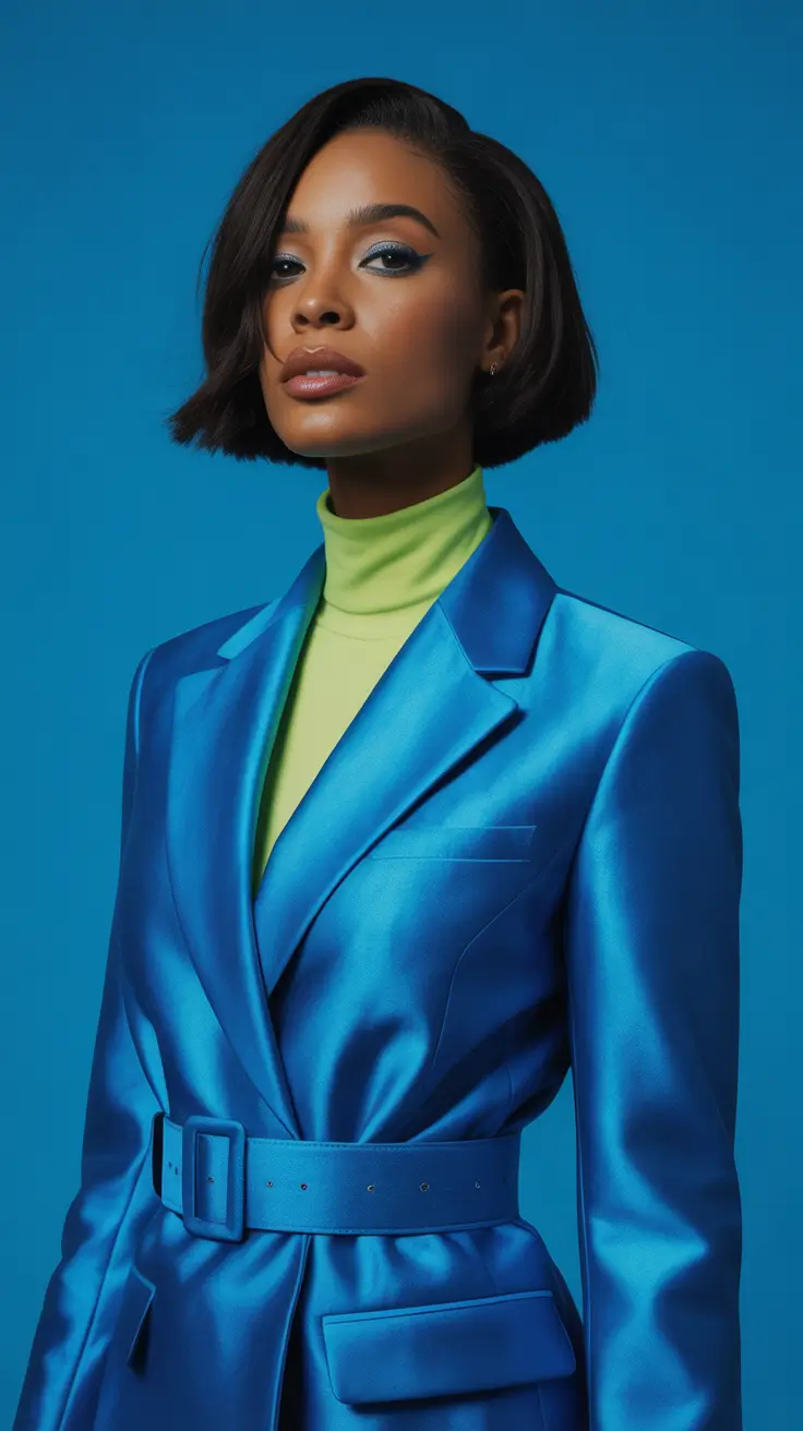 Spring blazer outfits 2026 Satin Blazer With a Pop of Lime