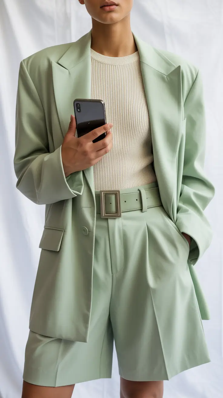Spring blazer outfits 2026 Mint Blazer Set That Feels Fresh and Polished