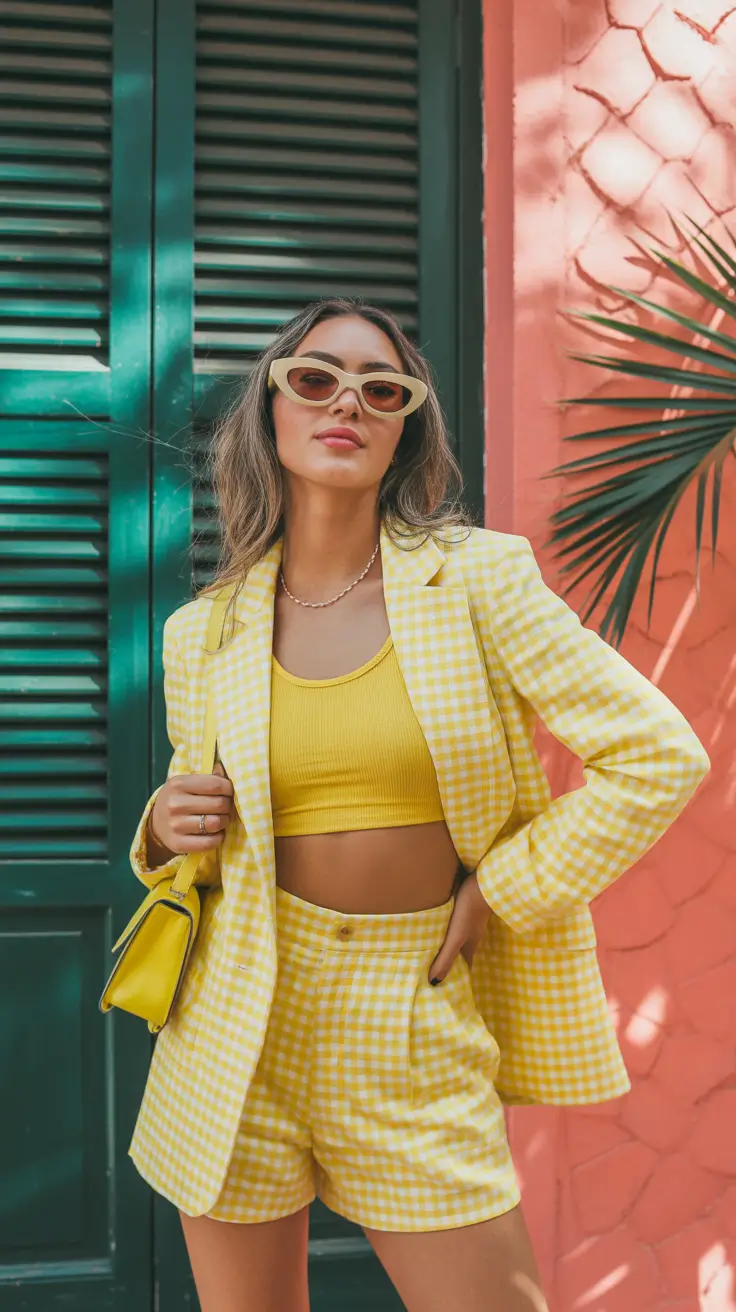 Spring blazer outfits 2026 Playful Checks