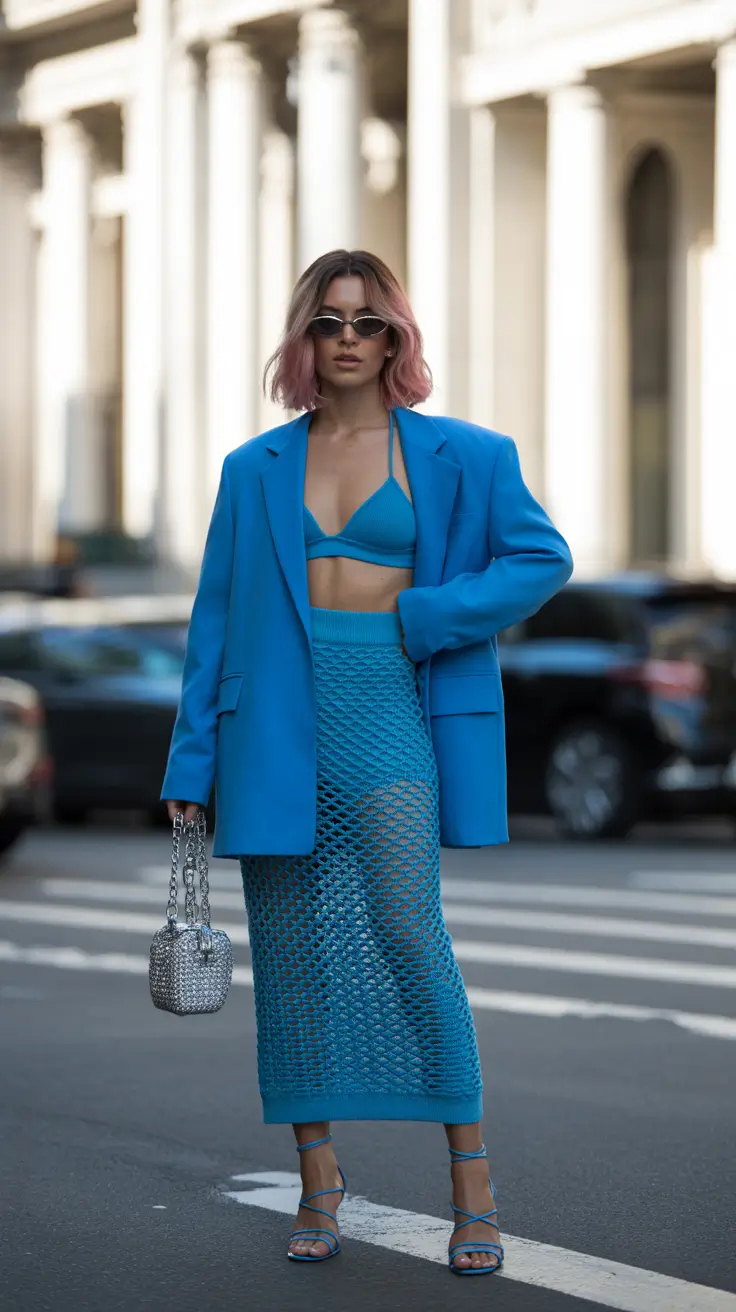 Spring blazer outfits 2026 Bold Blue