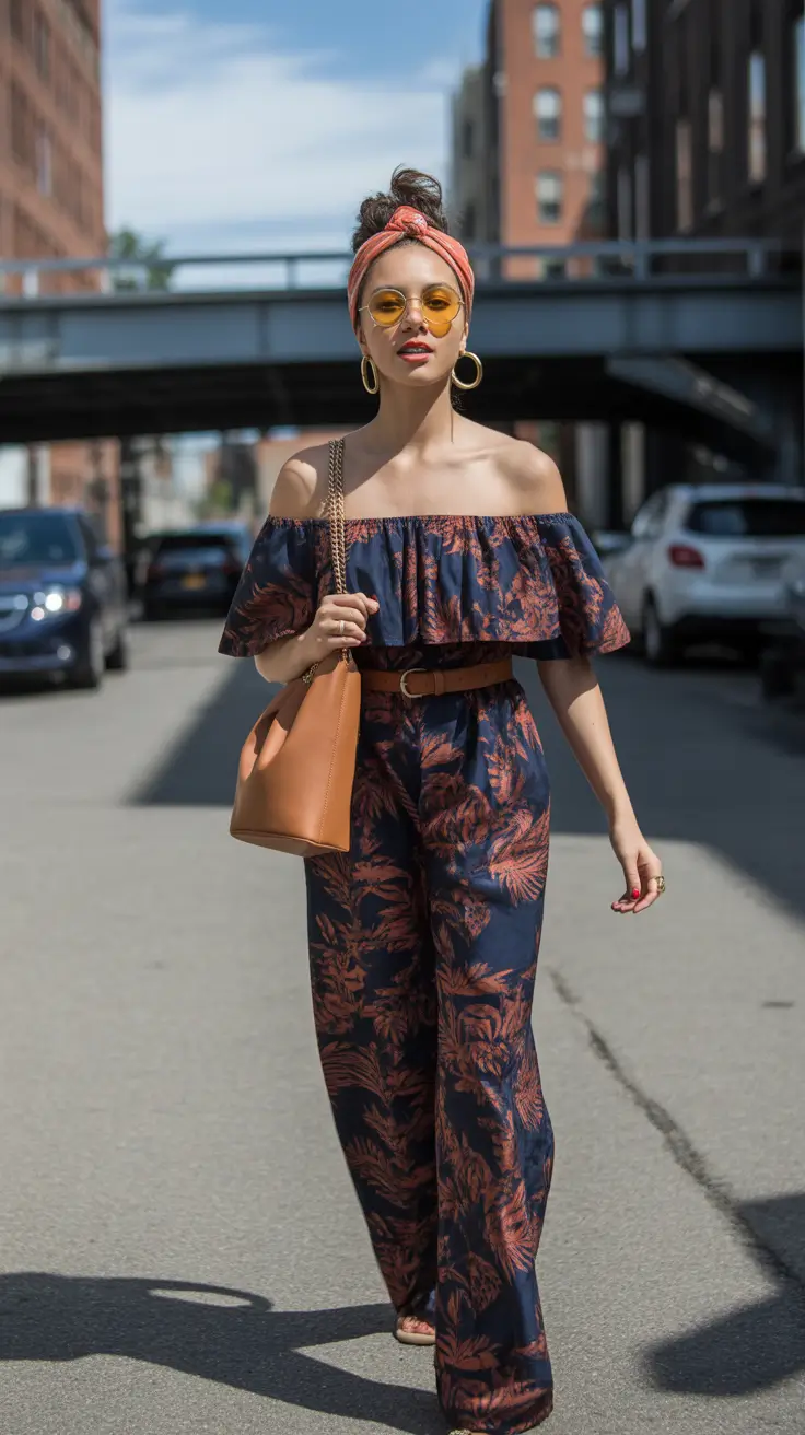 spring mom outfits 2026 Off Shoulder Jumpsuit