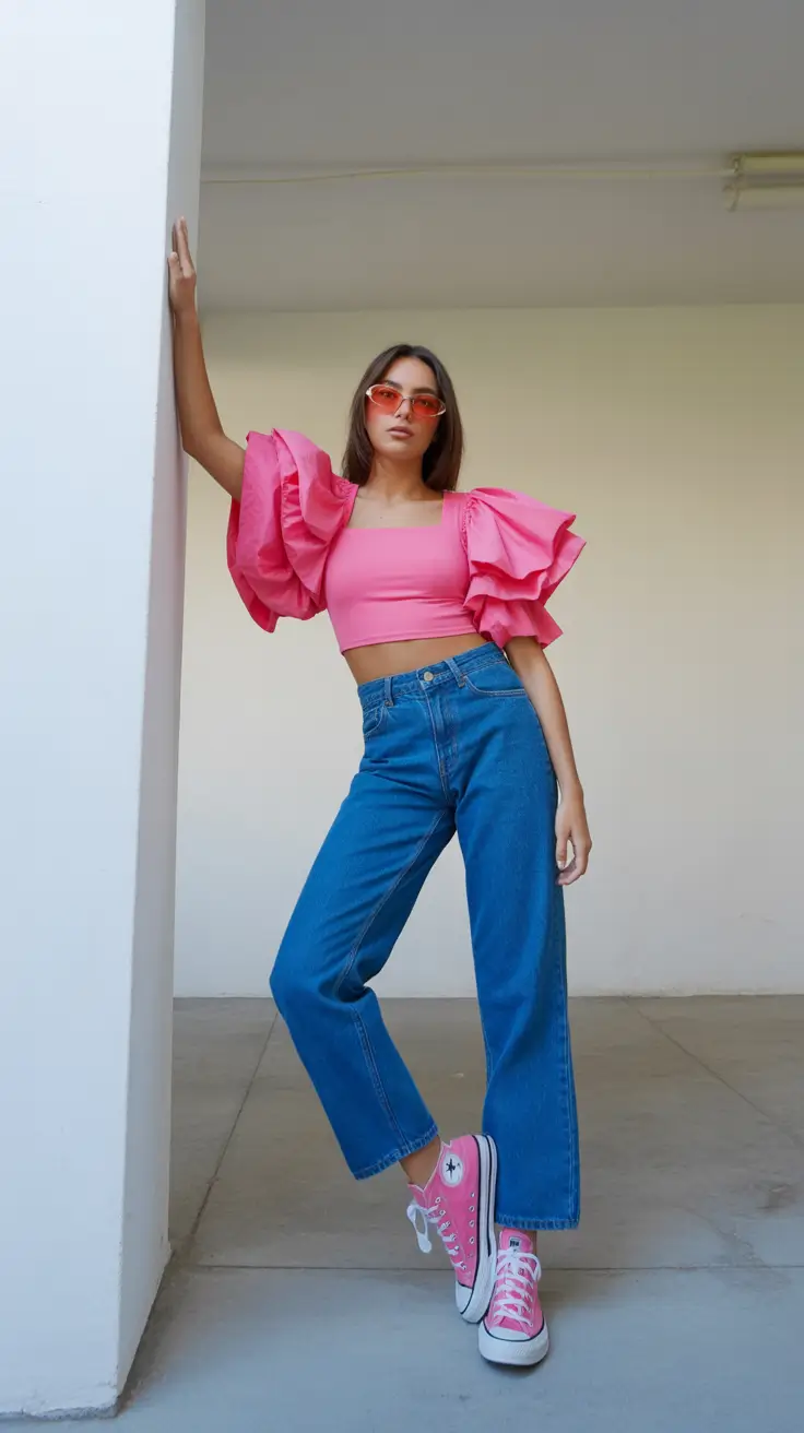 spring mom outfits 2026 Statement Pink Top