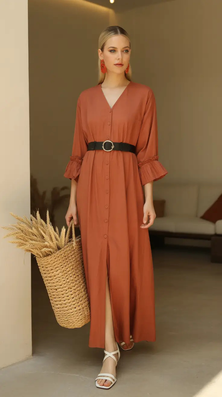 spring mom outfits 2026 Terracotta Maxi Dress