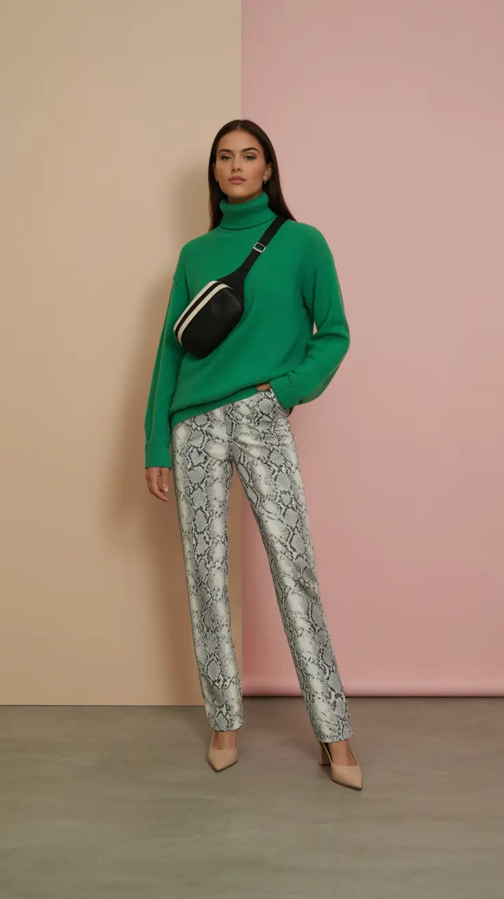 spring mom outfits 2026 Snake Print Pants