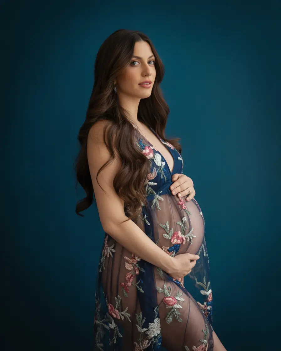 spring outfit for pregnant women 2026 Midnight Floral Sheer Dress Magic