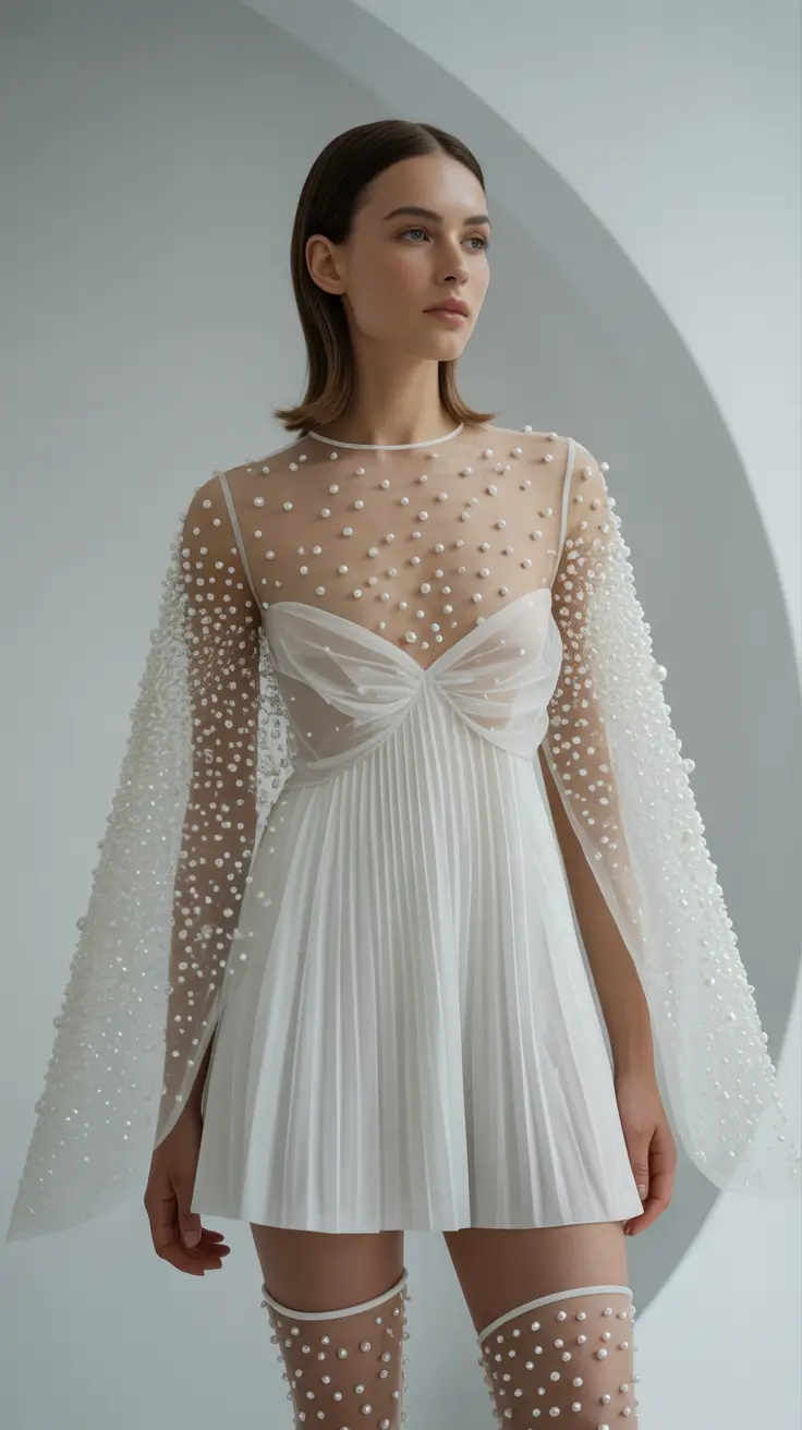 spring outfits 2026 trends Pearl Sheer Mini for Soft Statement Nights