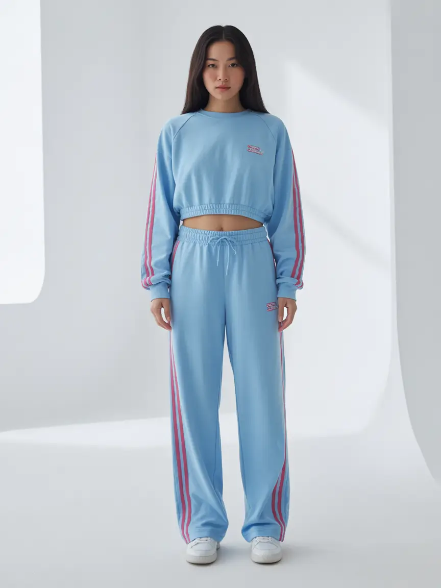 spring sport outfits for women 2026 Sky Blue Sport Set With Clean Girl Vibes