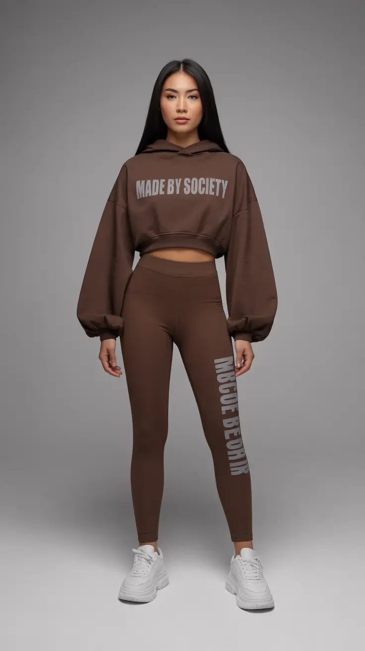 Spring workout outfits 2026 Chocolate Brown Matching Set With Off-Duty Cool