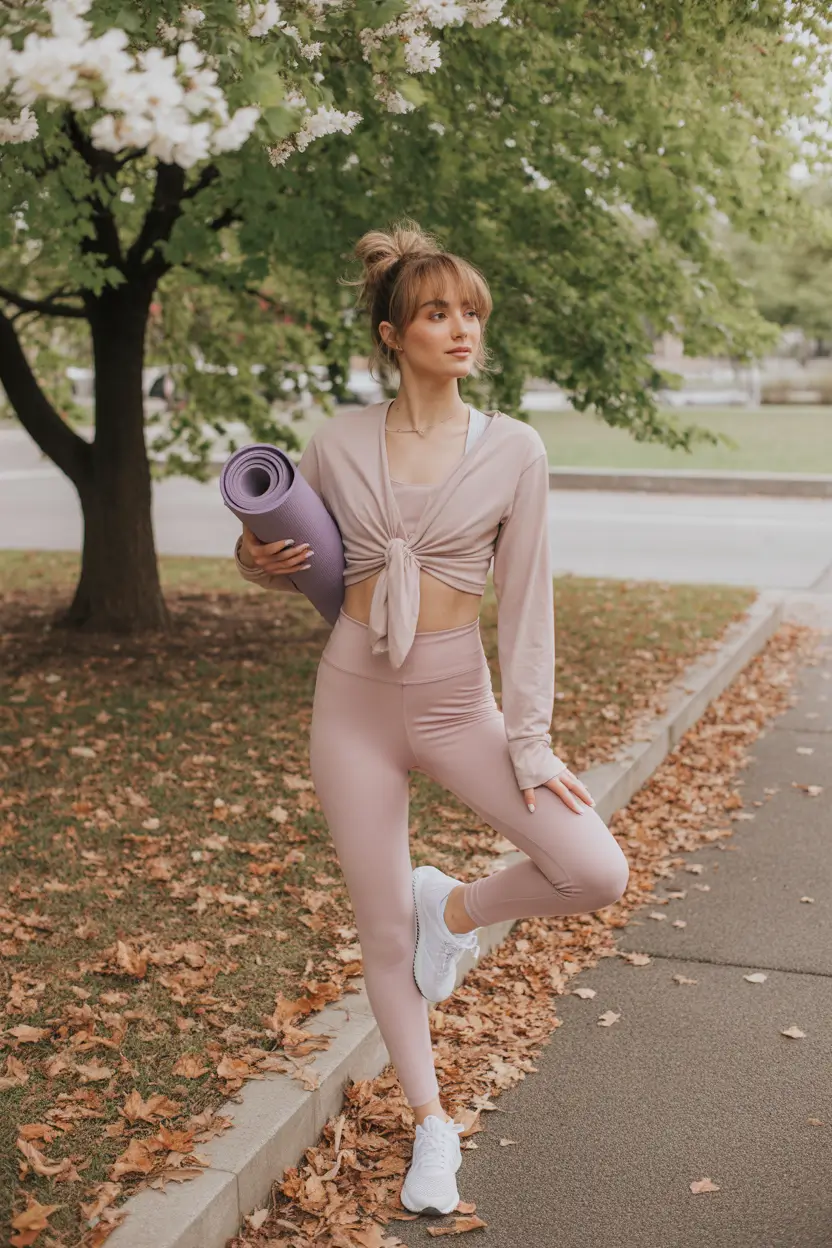 Spring workout outfits 2026 Neutral Yoga Look
