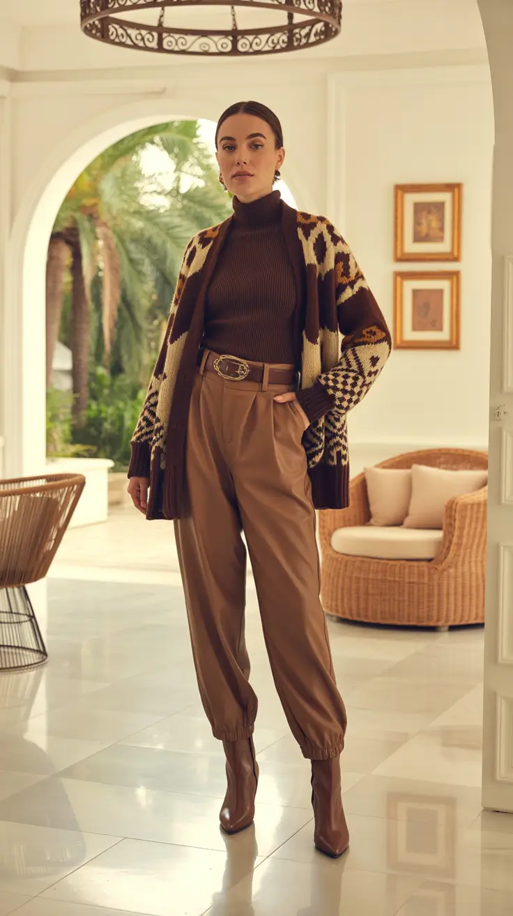 winter to spring outfits 2026 Beret Style Stripes With Retro Flare Pants