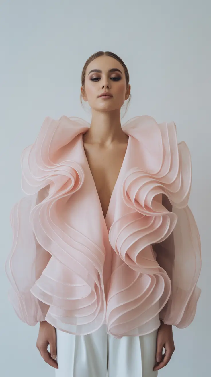 spring fashion outfits 2026 Soft Pink Ruffles for Runway Spring Romance
