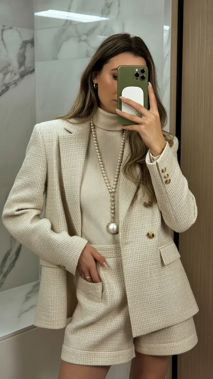 spring fashion outfits 2026 Textured Cream Casual for Early Cold Spring Days