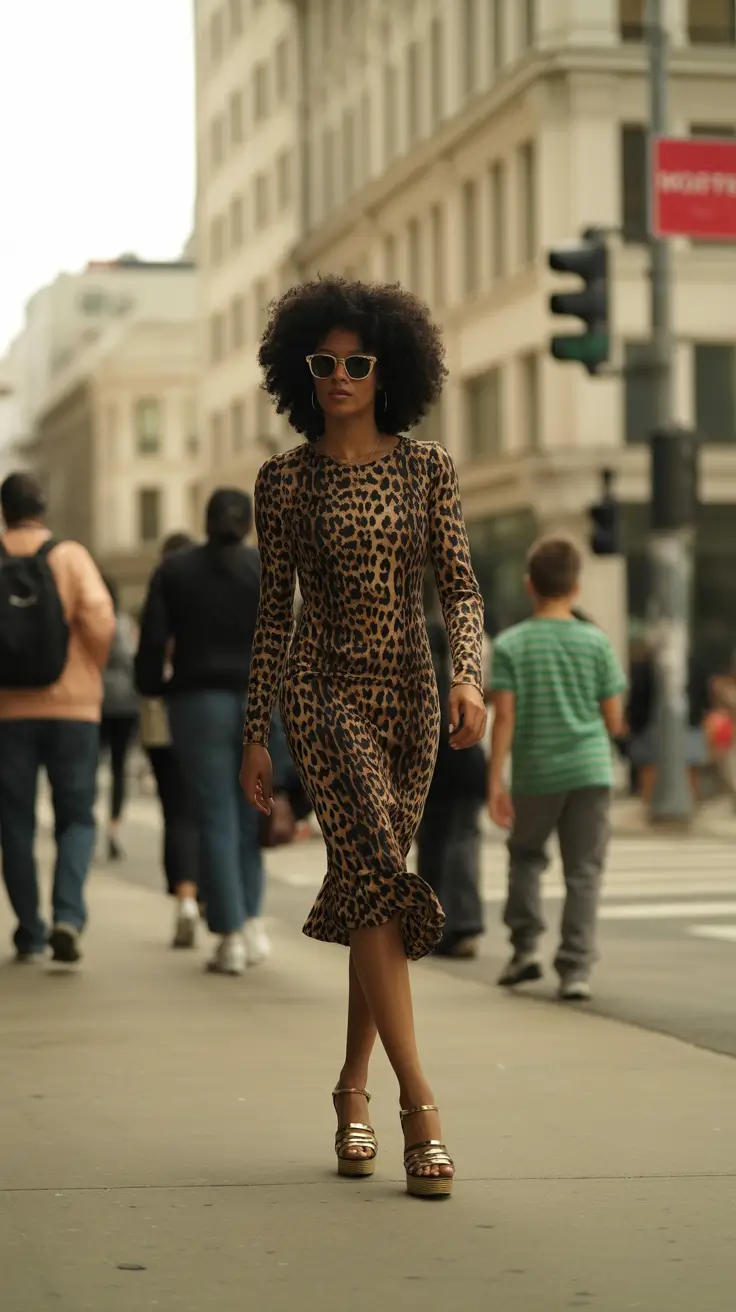 spring fits outfits 2026 Leopard Dress and City Confidence