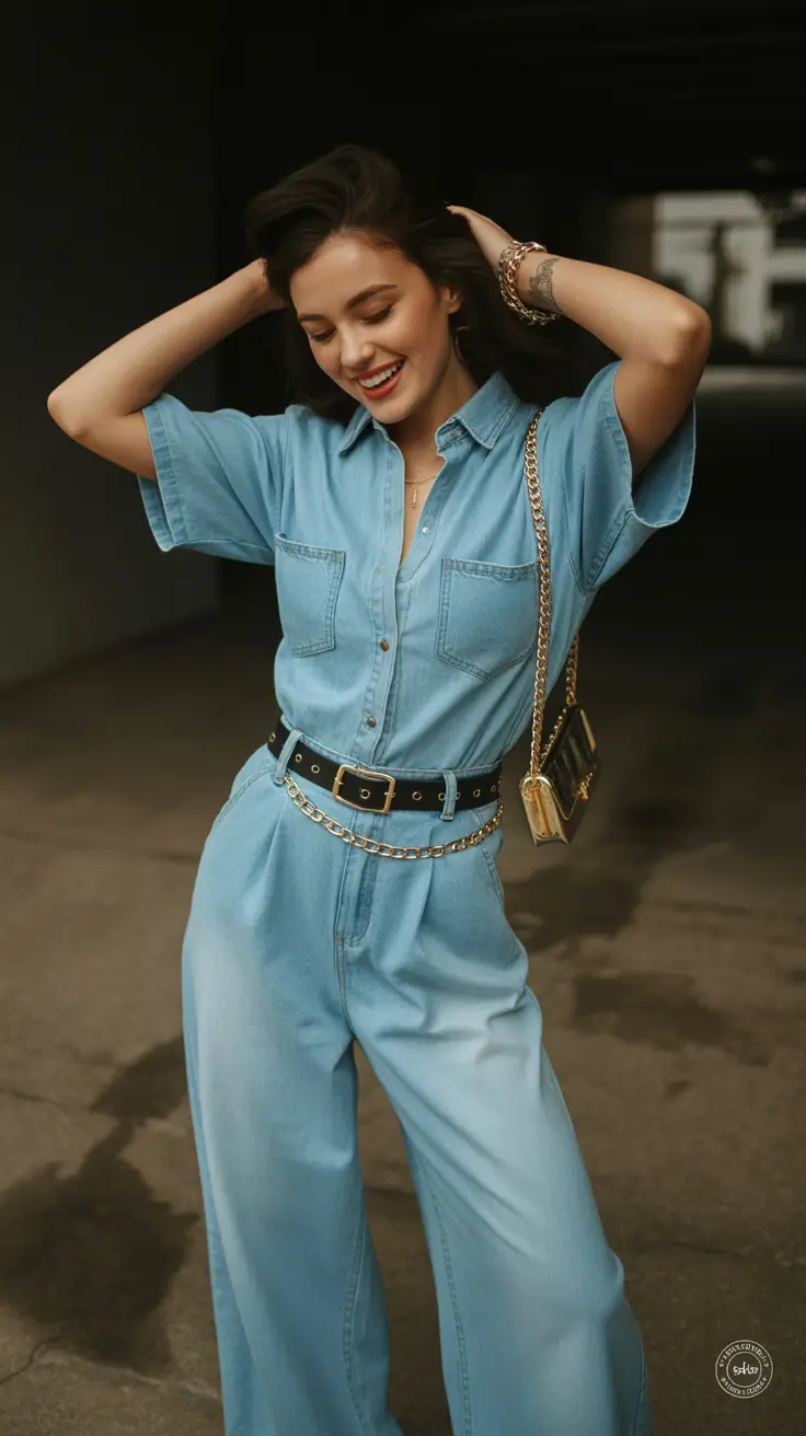 spring fits outfits 2026 Light Denim Jumpsuit Energy for Busy Spring Days