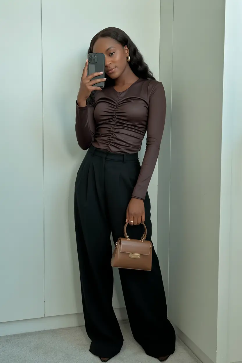 spring fits outfits 2026 Chocolate Top and Wide Leg Ease