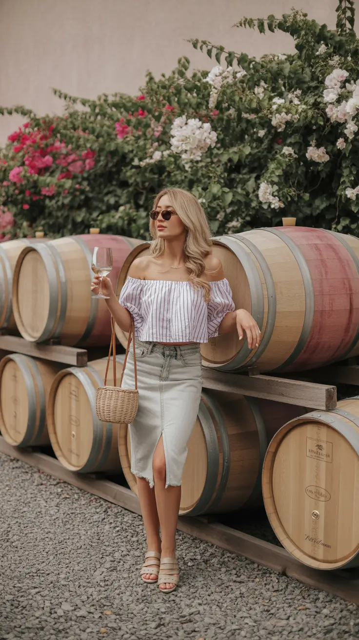 winery outfit spring 2026 Wine Tasting Jeans Done the Feminine Way