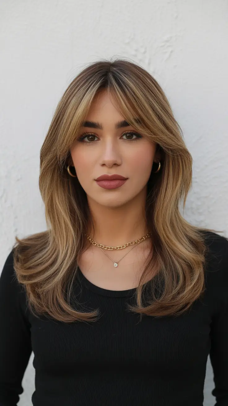 Haircut Ideas 2026 Medium Layered Lob With Honey Highlights