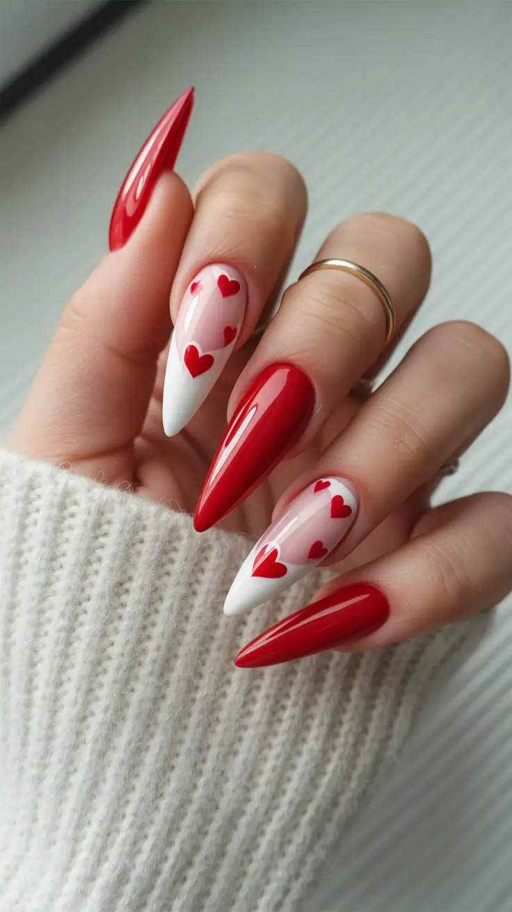 February Nails Designs 2026 Bold Red Almond