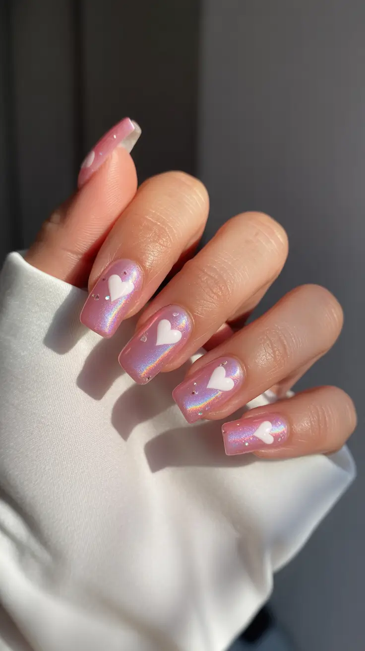 February Nails Designs 2026 Pink Chrome Hearts