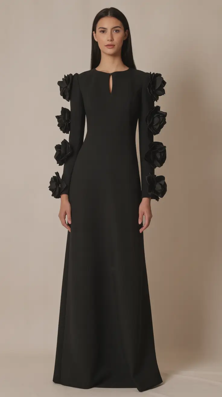 outfits ideas 2026 Black Evening Dress for Winter Events