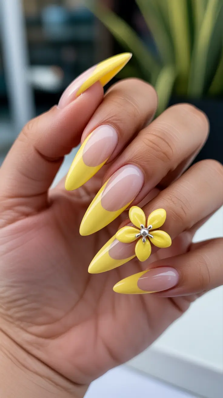 March Nails Color Ideas - Spring Trends 2026 Soft Yellow Almond