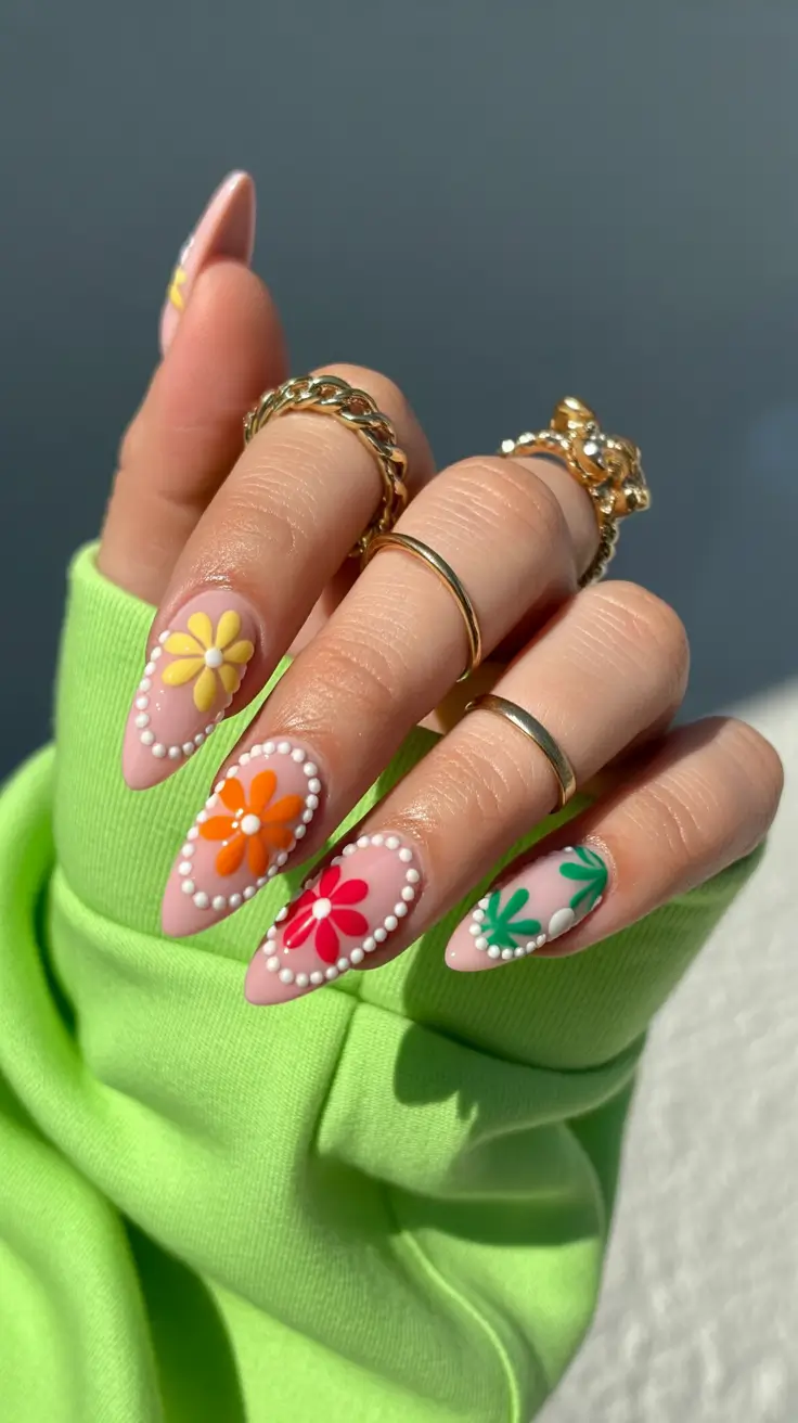 March Nails Color Ideas Spring Trends 2026 Playful Florals With a Fresh Spring Palette