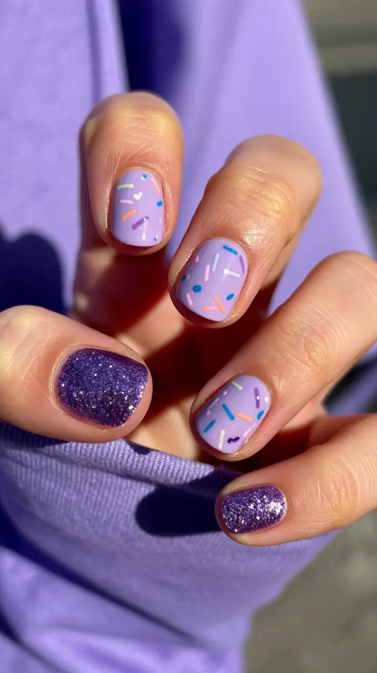 March Nails Color Ideas - Spring Trends 2026 Lavender Confetti
