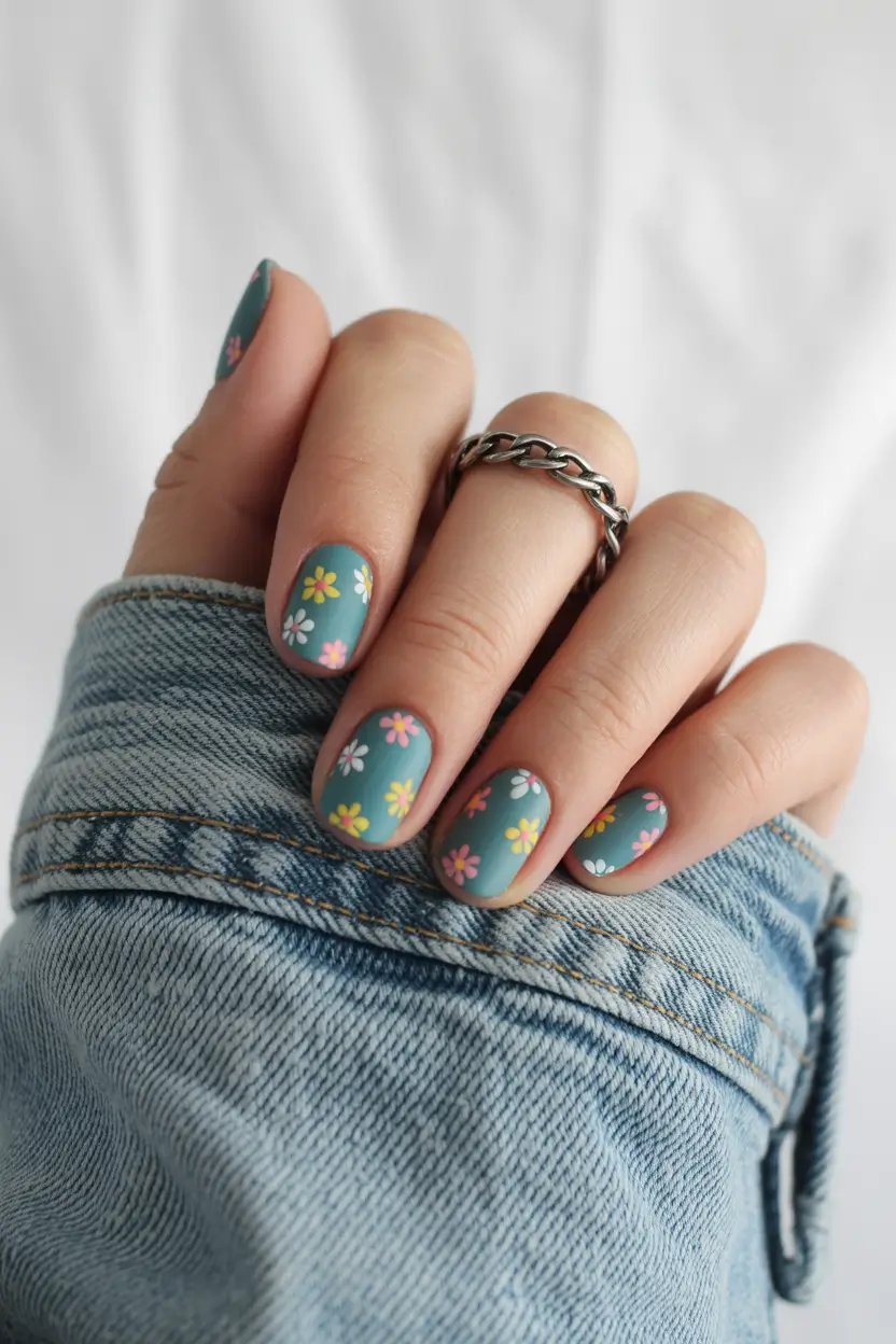 March Nails Ideas Spring Trends 2026 Spring Flowers Teal