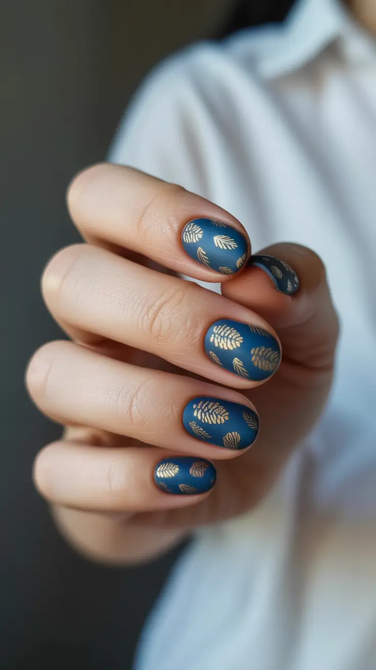 March Nails Ideas Spring Trends 2026 Navy Gold