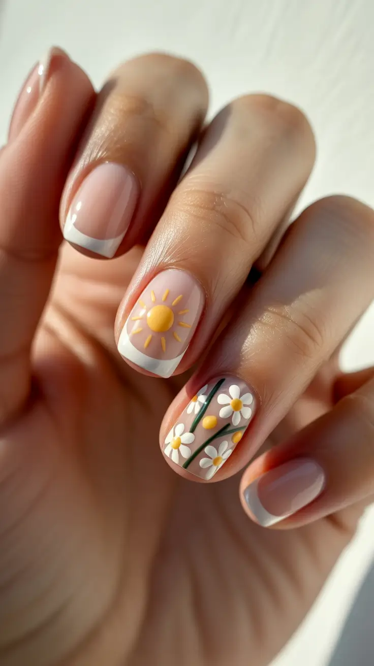 March Nails Ideas - Spring Trends 2026 Micro French Tips with a Sunny Accent