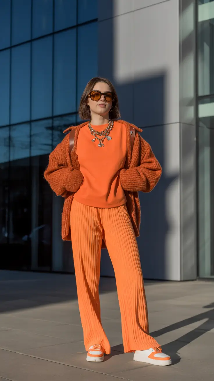 comfy spring outfits 2026 Orange Set Energy for Lazy Days That Still Pop