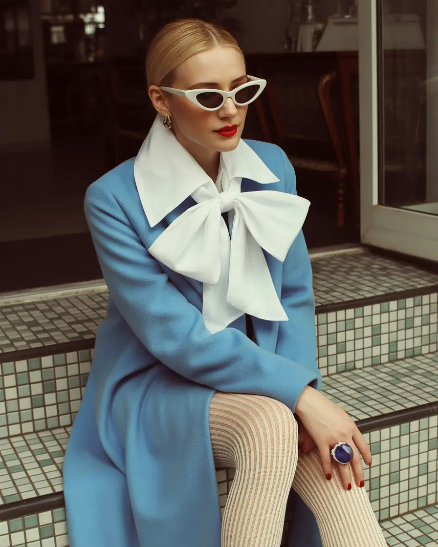 early spring outfits 2026 Tailored Blue With a Vintage Mood