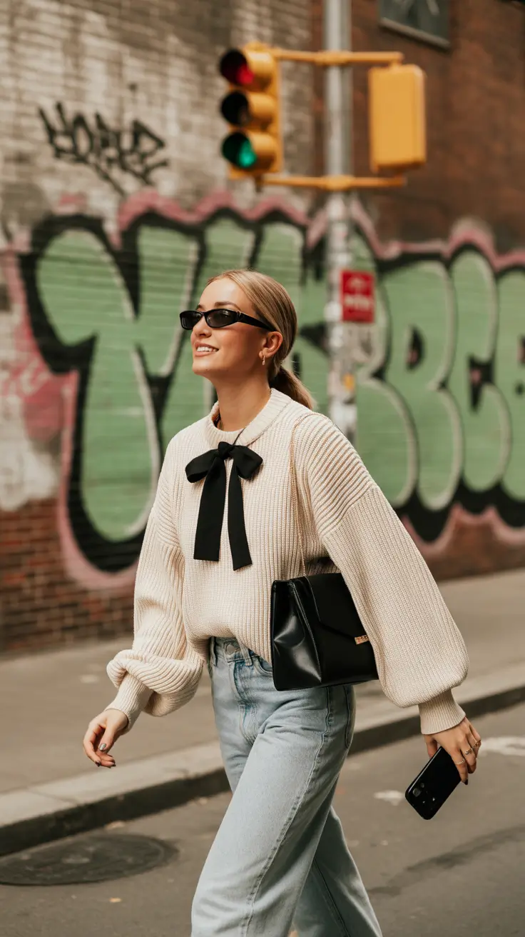 early spring outfits 2026 Relaxed Knitwear Meets Street Ease