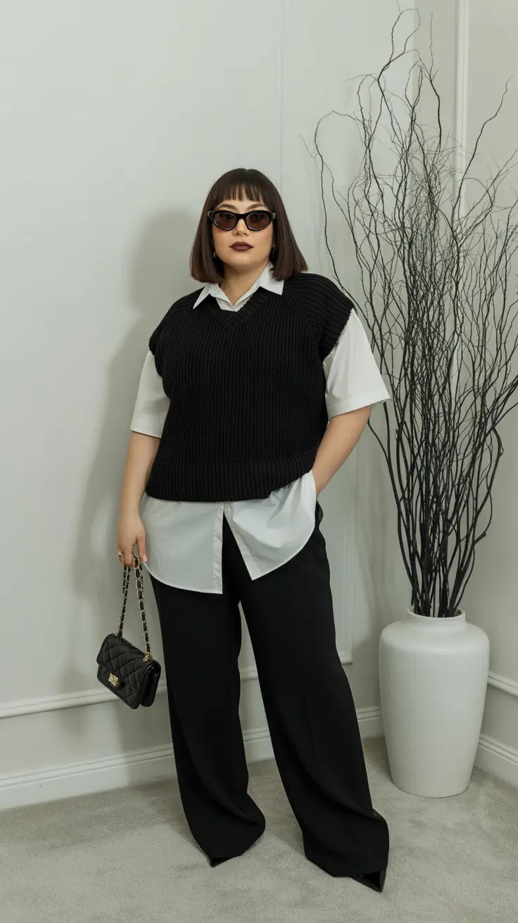 midsize spring outfits 2026 Monochrome Layers With a Fashion Editor Twist