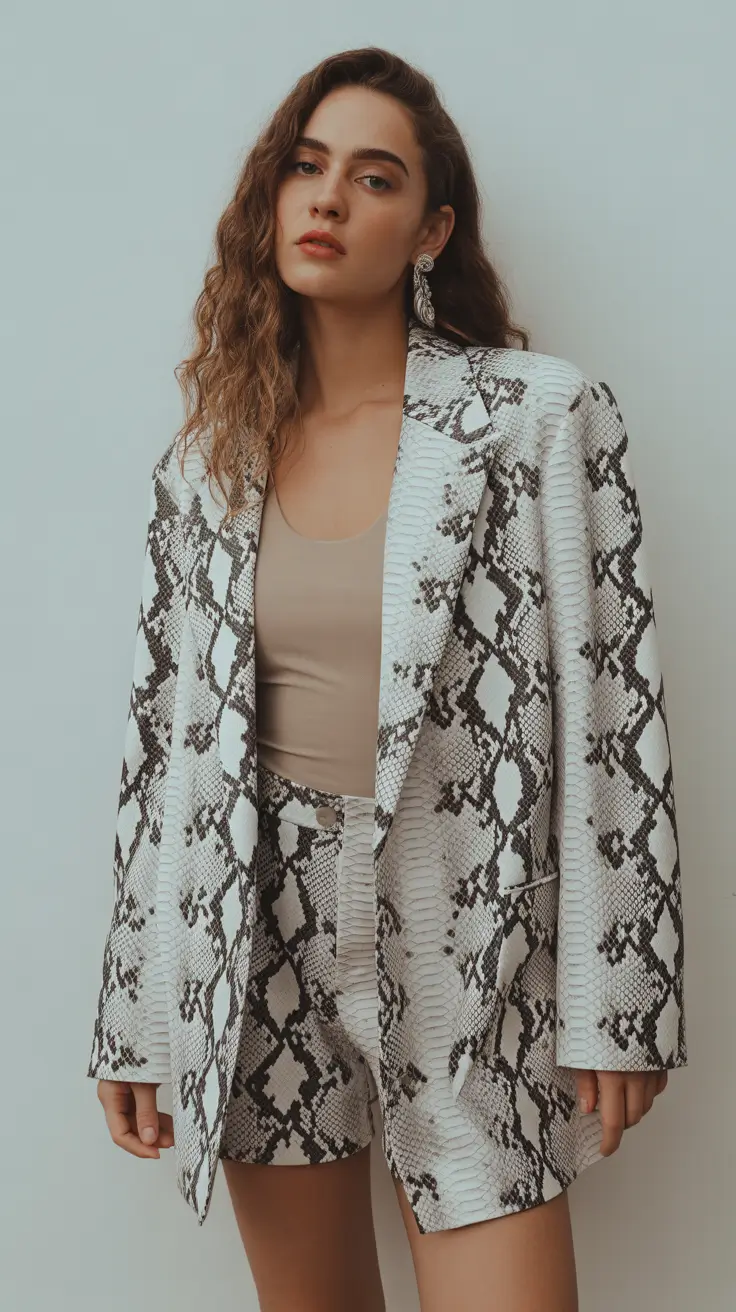 spring concert outfit ideas 2026 Snake Print Suit for Bold Spring Concert Style